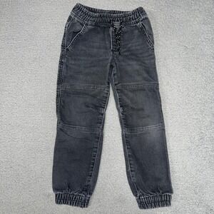 Gap Pants Toddler Size 5T  Black Wash Denim Double Knee Elastic Waistband Jogger